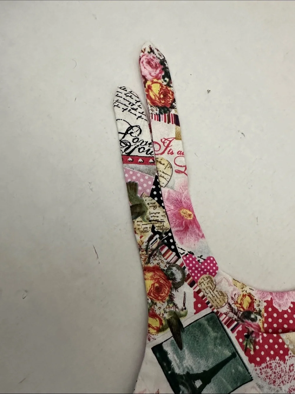 Artisan Vintage Floral Patchwork Dog tie dress in Pink and Green